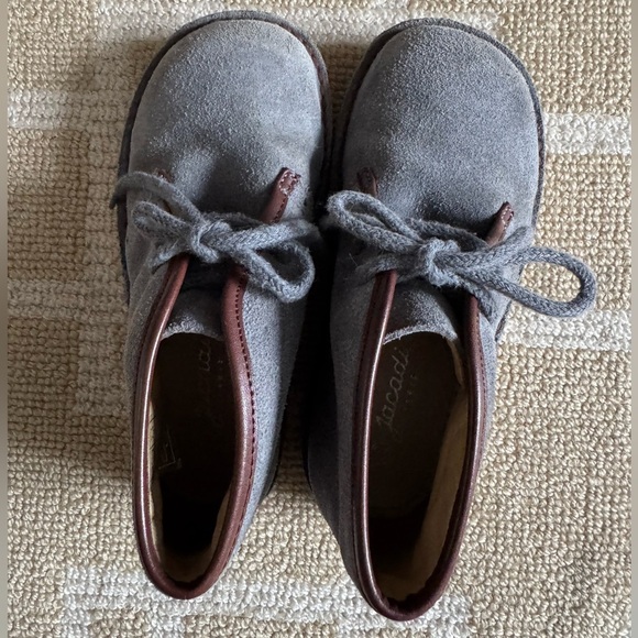 Jacadi Paris Gray Suede Desert Boots Toddler Chukka Shoes with Brown Trim EU 28 - Picture 7 of 10